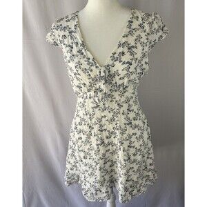 Abercrombie & Fitch Dress Women’s Sz S Blue & White Floral Cottagecore Ruffle